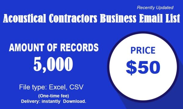 Acoustical Contractors Customer service Email Data