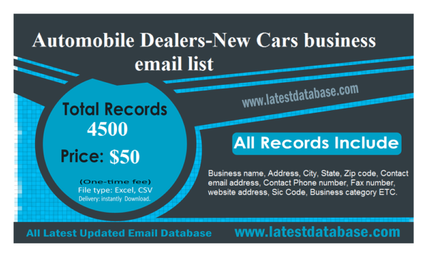 Automobile Dealers-New Cars Customer service Email Data