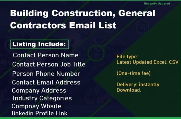 Building Construction, General Contractors Customer service Email Data