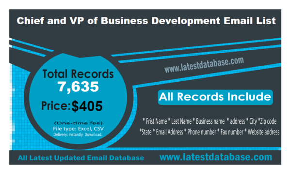 Chief and VP of Business Development Customer service Email Data