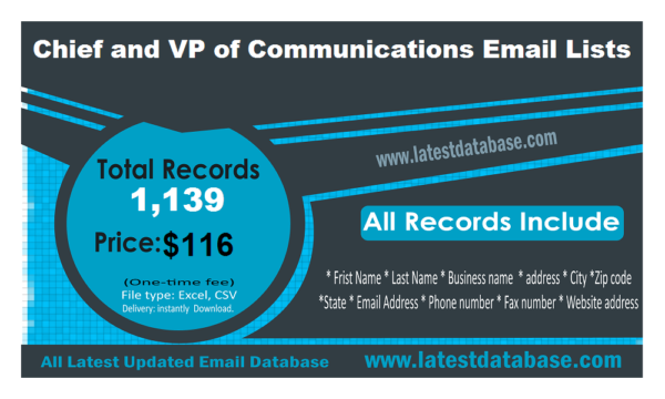 Chief and VP of Communications Customer service Email Datas