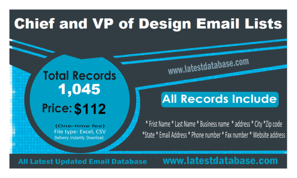 Chief and VP of Design Customer service Email Datas