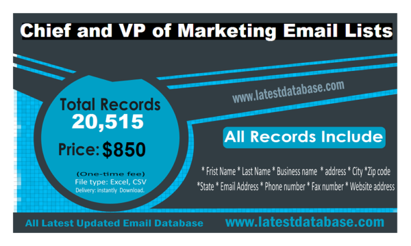 Chief and VP of Marketing Customer service Email Datas