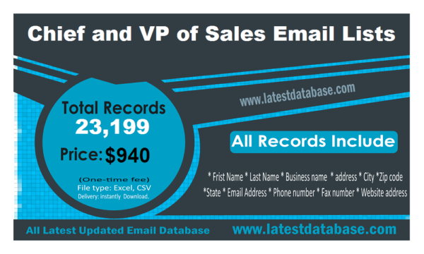 Chief and VP of Sales Customer service Email Datas