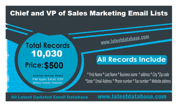 Chief and VP of Sales Marketing Customer service Email Datas