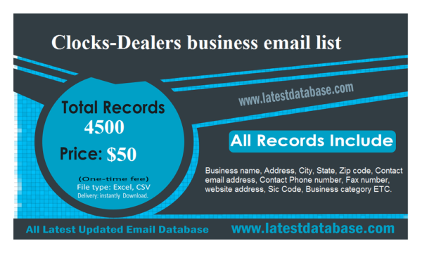 Clocks-Dealers Customer service Email Data