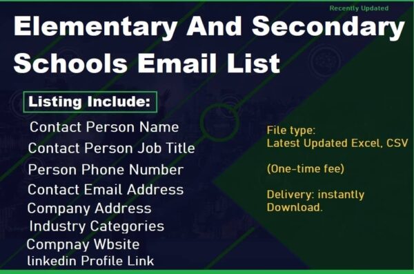 Elementary And Secondary Schools Customer service Email Data