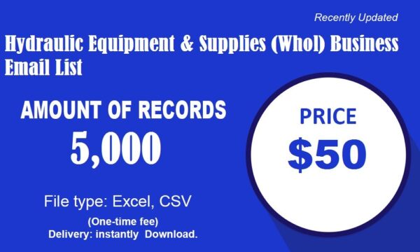 Hydraulic Equipment & Supplies (Whol) Customer service Email Data