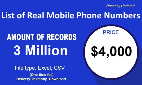 List of Real Mobile Customer service Phone Datas 3 Million