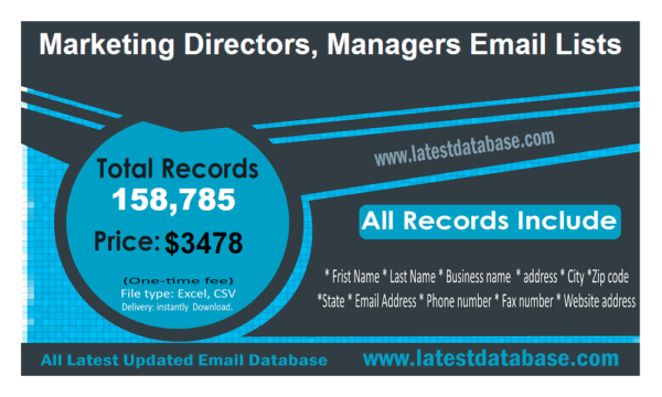 Marketing Directors, Managers Customer service Email Datas