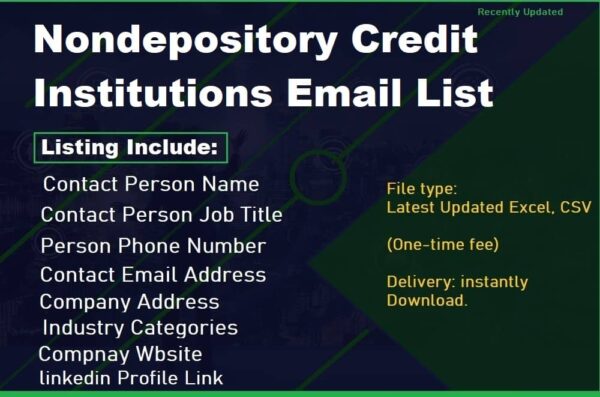 Nondepository Credit Institutions Customer service Email Data