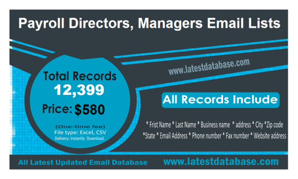 Payroll Directors, Managers Customer service Email Datas