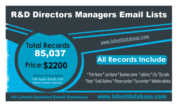 R&D Directors Managers Customer service Email Datas