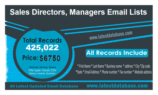 Sales Directors, Managers Customer service Email Datas