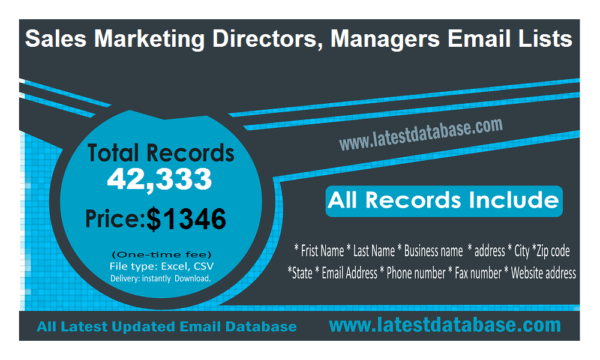 Sales Marketing Directors, Managers Customer service Email Datas