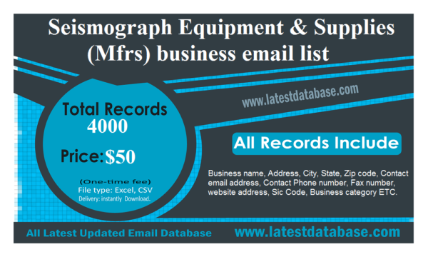 Seismograph Equipment & Supplies (Mfrs) Customer service Email Data