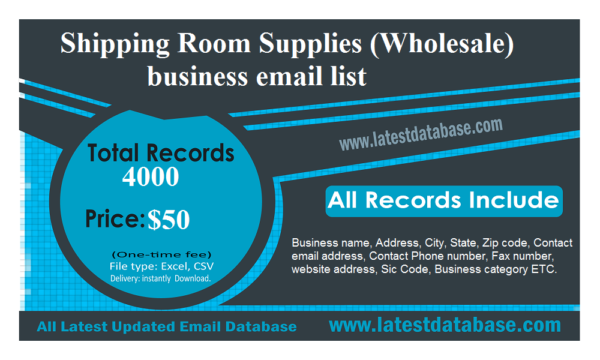 Shipping Room Supplies (Wholesale) Customer service Email Data