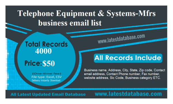 Telephone Equipment & Systems-Mfrs Customer service Email Data