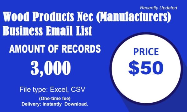 Wood Products Nec (Manufacturers) Customer service Email Data